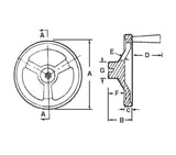JERGENS HANDWHEEL, 8IN, SPOKED ALUM, W/HANDLE - 22302