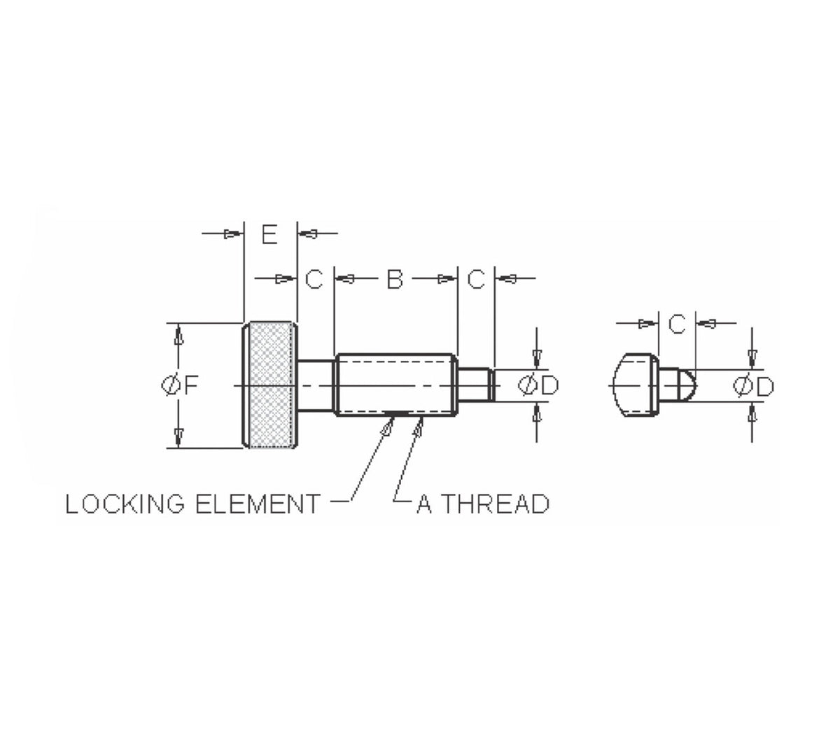 JERGENS PLUNGER, HP, KNURLED HEAD 5/16-18, LOCKING - 27422
