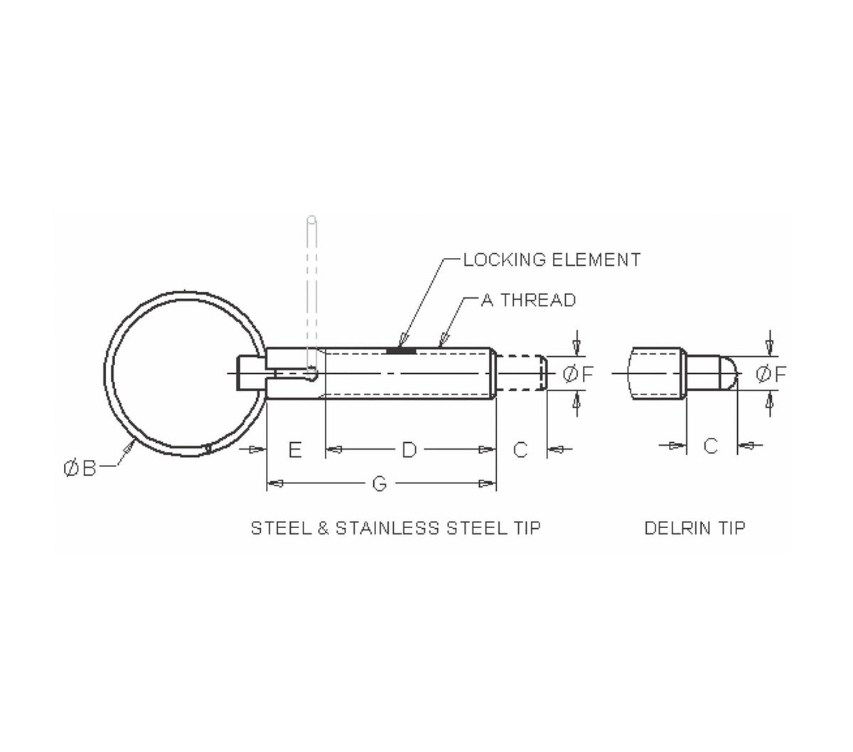 JERGENS PLUNGER, SL RETRACTABLE 3/8-16, SS, LOCKING - 27813