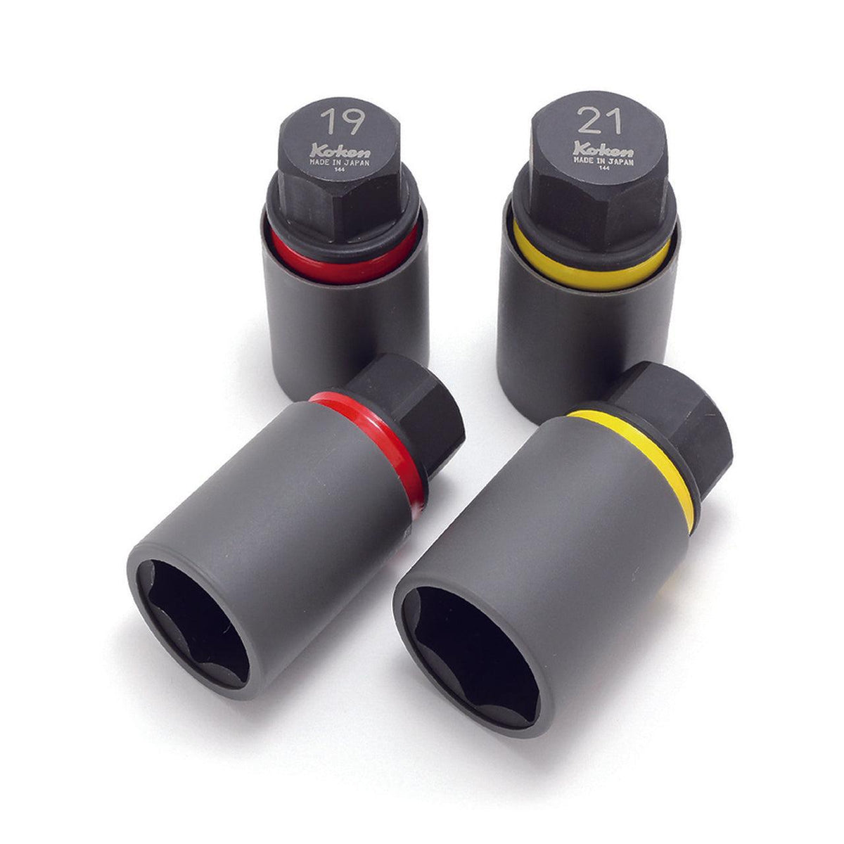 Ko-ken 280PM-19 19 Hex Dr. Wheel Nut Adaptor Socket  19mm Extra Thin walled Length 52mm Color coded Protector