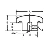 JERGENS KNOB, FLUTED, W/ 5/16-18 X 7/16 INSERT - 32347