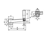 JERGENS HANDLE, CRANK, M6 X 3.39, PLASTIC - 33651