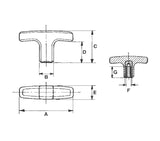 JERGENS T-HANDLE, 1/4-20 X 1.57, PLASTIC - 33711