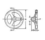 JERGENS HANDWHEEL,6IN SPOKED PLASTIC, TAPPED FOR HANDLE - 34054