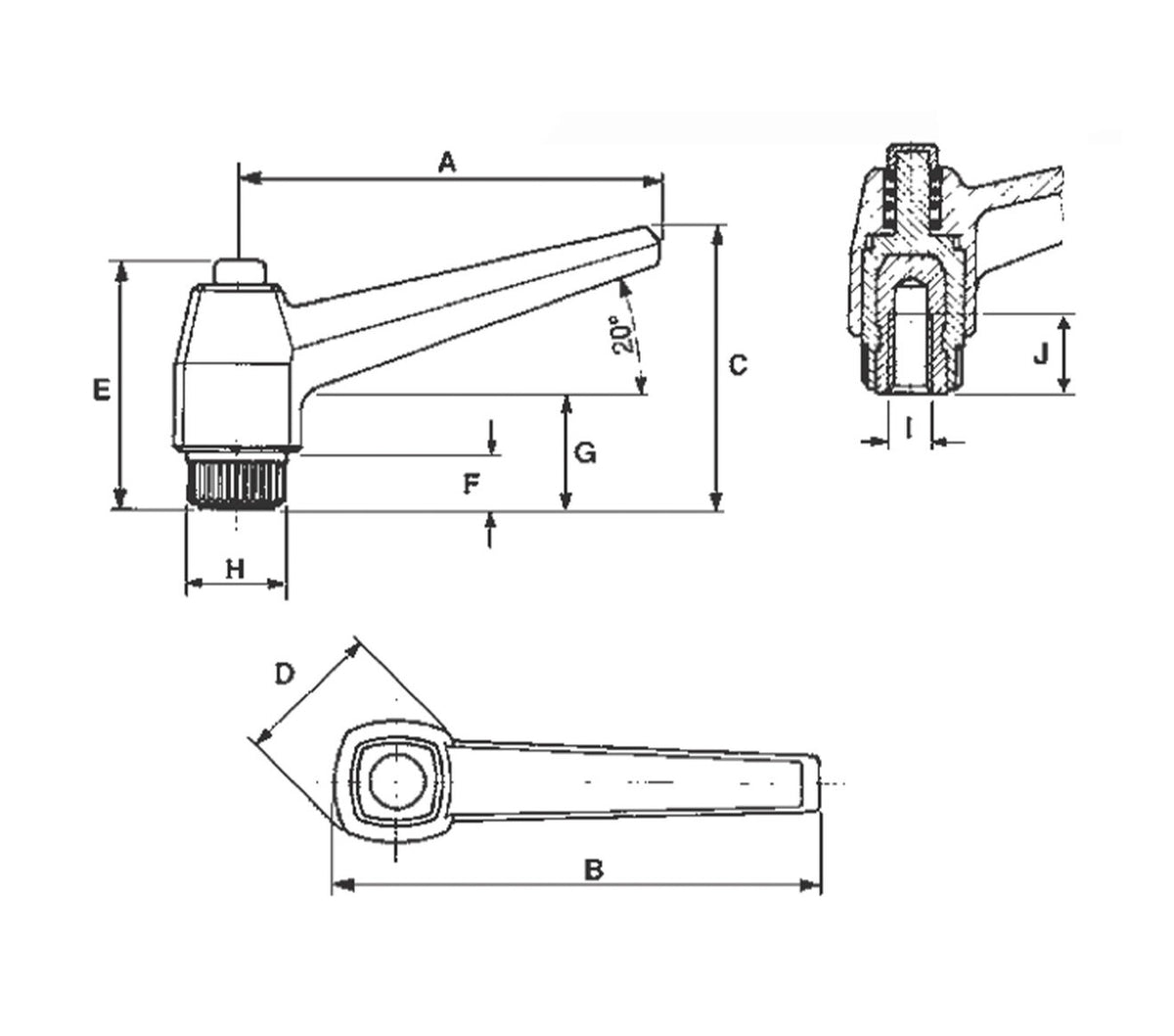 JERGENS HANDLE, ADJ, M12 TAPPED HOLE - 34359