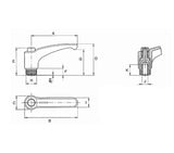 JERGENS HANDLE, PLAS ADJ 5/16-18 BL HOLE, ERGOSTYLE - 34404
