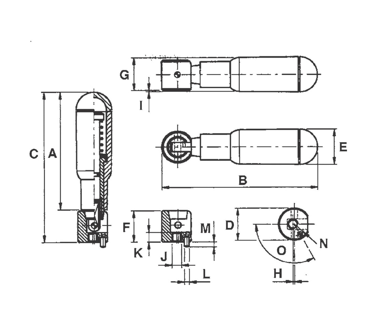 JERGENS HANDLE, REVOLVING M-6, FOLD AWAY, ERGOSTYLE - 34485