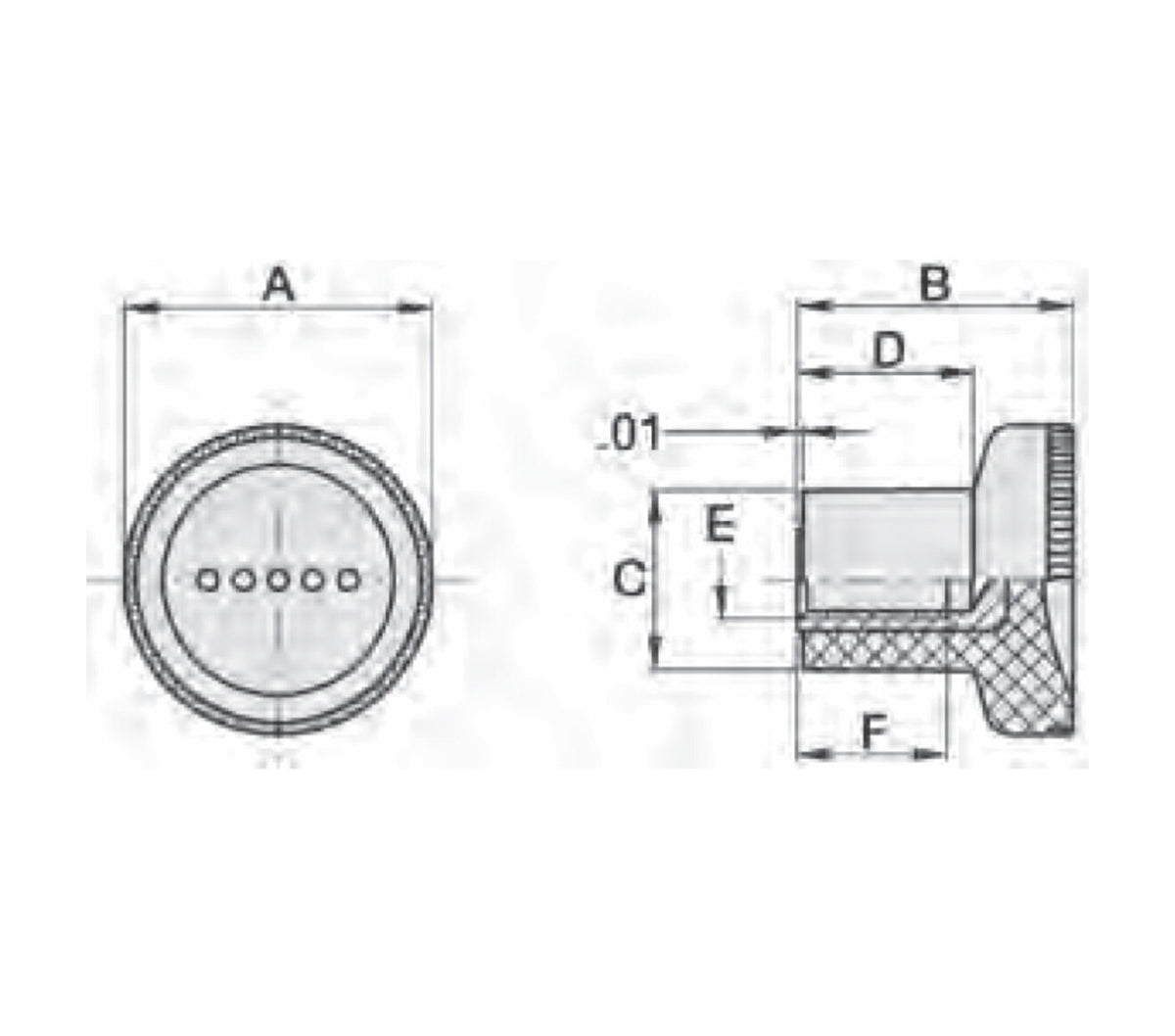 JERGENS KNOB, KNURLED, 10-32, ERGOSTYLE - 34490
