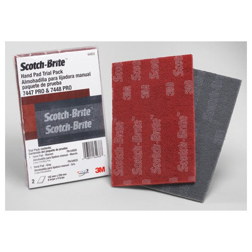 3M TM2264933 Scotch-Brite PRO Hand Pad 64933 Multi Pack 1 - 6" x 9" pad 7447 PRO and 1 - 6" x 9" pad 7448 PRO per bag