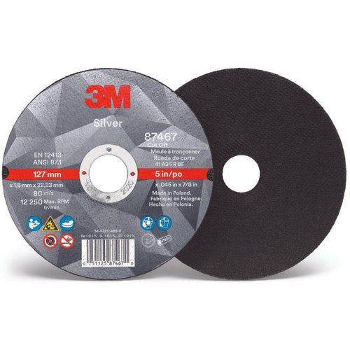 3M TM0187468 3M Silver Cut-Off Wheel 87468 T27 5" x .045" x 7/8"