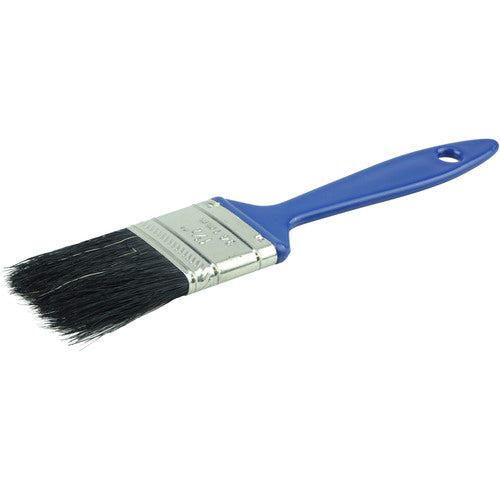 Weiler LD50F3P 1 1/2" - Black China Bristle Flat Oil & Chip / Plastic Handle Industrial Hand Brush