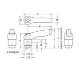 JERGENS HANDLE, METAL ADJ, 1/4-20, TAPPED HOLE, STAINLESS STEEL - 40603