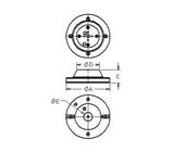 JERGENS RISER, 5 AXIS, 250MM TAPERED FLANGE X 125MM TALL, ALUMINUM, 250MM X 130MM X 125MM - 5RS250008
