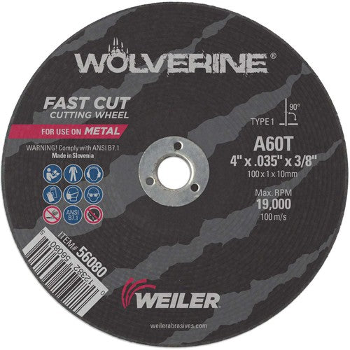 Weiler MK5156080 4"x0.035" - 1/4" Arbor - Aluminum Oxide -†60 Grit - Cut-Off Wheel