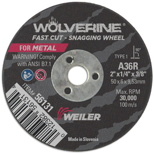 Weiler MK5156131 2"x1/4" Type 1 Cut-Off Wheel, A36T, 3/8" Arbor Hole