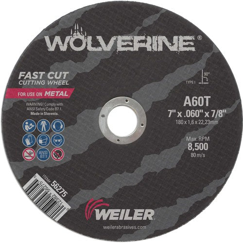Weiler MK5156275 7" x .045" Type 1 Cut-Off Wheel, A60T, 7/8" Arbor Hole