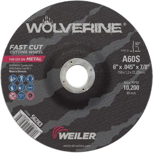 Weiler MK5156283 Vortec Pro 6" x .045" Type 27 Cutting Wheel, WA60S, 7/8" Arbor Hole