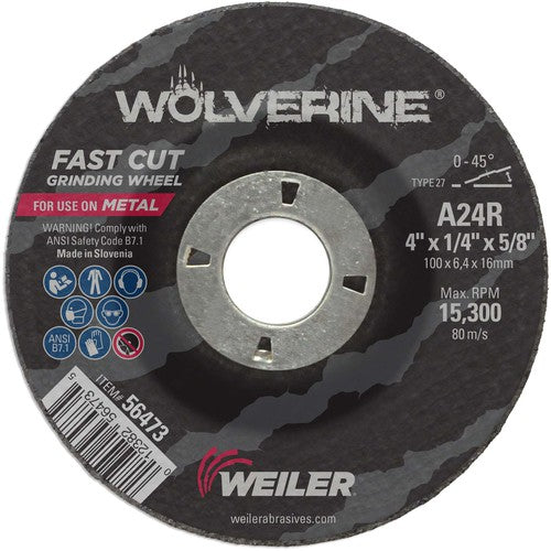 Weiler MK5156473 Vortec Pro 4"x1/4" Type 27 Grinding Wheel, A24R, 5/8" Arbor Hole
