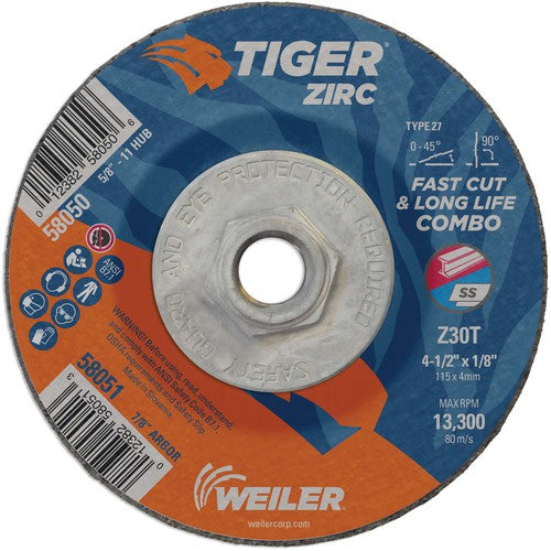 Weiler MK5158050 4-1/2X1/8 TIGER ZIRC TYPE 27