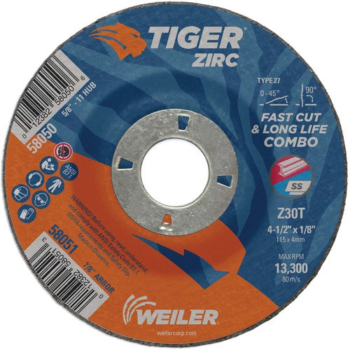 Weiler MK5158051 4-1/2X1/8 TIGER ZIRC TYPE 27