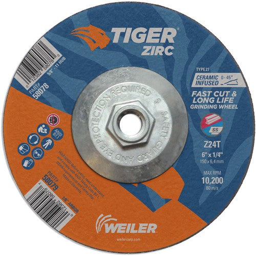 Weiler MK5158078 6X1/4 Z24T ZIRC T27 GRIND WHEEL