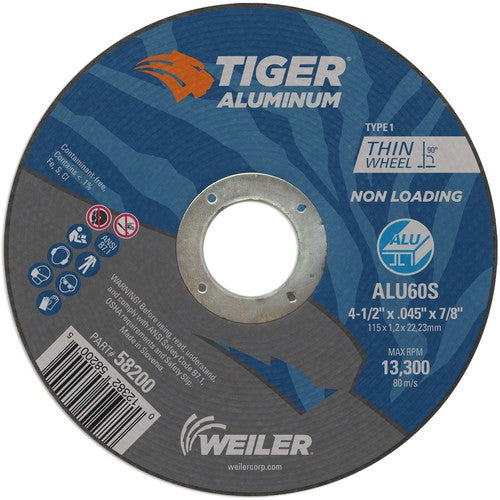 Weiler MK5158200 4-1/2X.045 TIGER ALUM T1 C/O WHEL