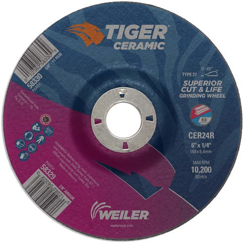 Weiler MK5158329 6X1/4 TIGER CERAMIC T27 GRIND WHL