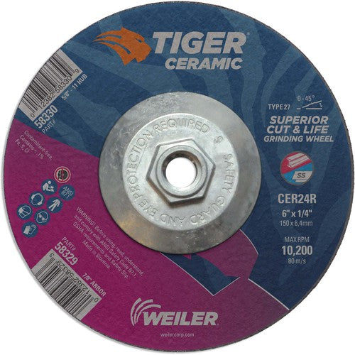 Weiler MK5158330 6X1/4 TIGER CERAMIC T27 GRIND WHL