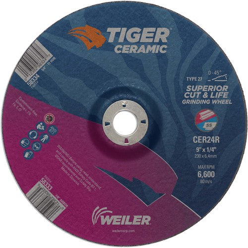 Weiler MK5158333 9X1/4 TIGER CERAMIC T27 GRIND WHL