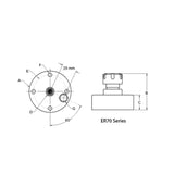JERGENS ER 25 COLLET FIXTURE ASSEMBLY, 5 AXIS, 130MM RND BASE, UNIVERSAL MOUNTING, 77MM TALL - 5ER13001