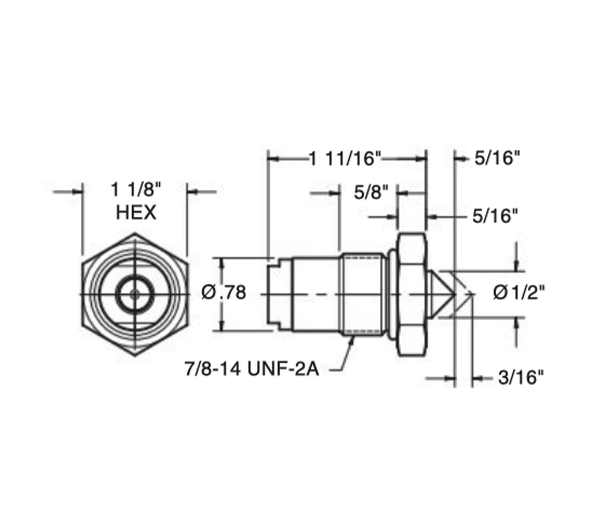 JERGENS MANIFOLD MOUNT CYLINDER, PRESSURE POINT, BLUNT NOSE - 61524
