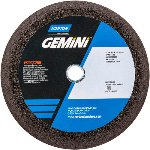 Norton Abrasives MH60060009608 6" / 4-3/4" x 2" x 5/8"-11-Gemini Snagging Wheel Type 11-Flaring Cup 16 Grit Aluminum Oxide