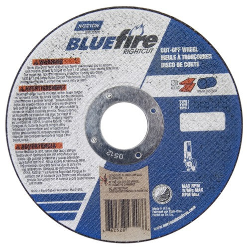 Norton Abrasives MH60045043208 4-1/2 x 1/16 x 7/8" BlueFire RightCut Right Angle Cut-Off Wheel A 36 Q Type 01/41