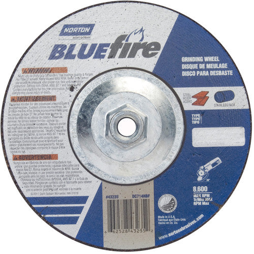 Norton Abrasives MH60070043235 7 x 1/4 x 5/8 - 11" BlueFire Grinding Wheel ZA 24 S Type 27