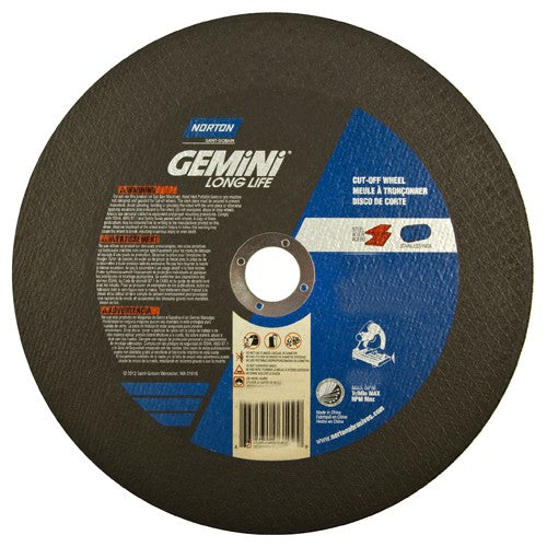 Norton Abrasives MH60100006109 10" x 7/64" x 1" Gemini Chopsaw Type 01 Straight Cut-Off Wheel Aluminum Oxide