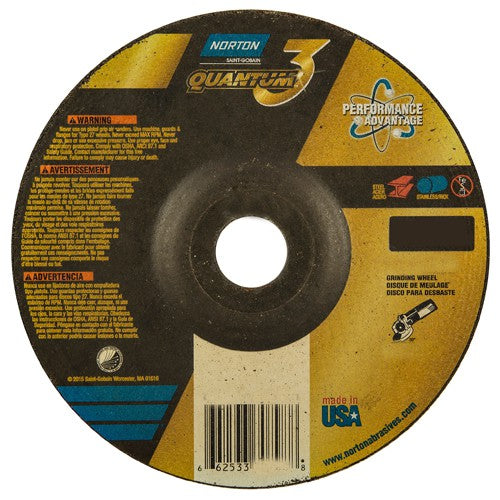 Norton Abrasives MH60D060070798 6" x 1/4" x 7/8" - T27 - Quantum 3 Depressed Center Wheel