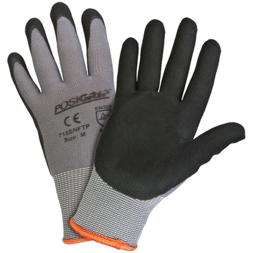 West Chester KP8872035 Extra Light Gray 15 Gauge Nylon Shell, Black Micro Foam Nitrile Palm Gloves 2XL