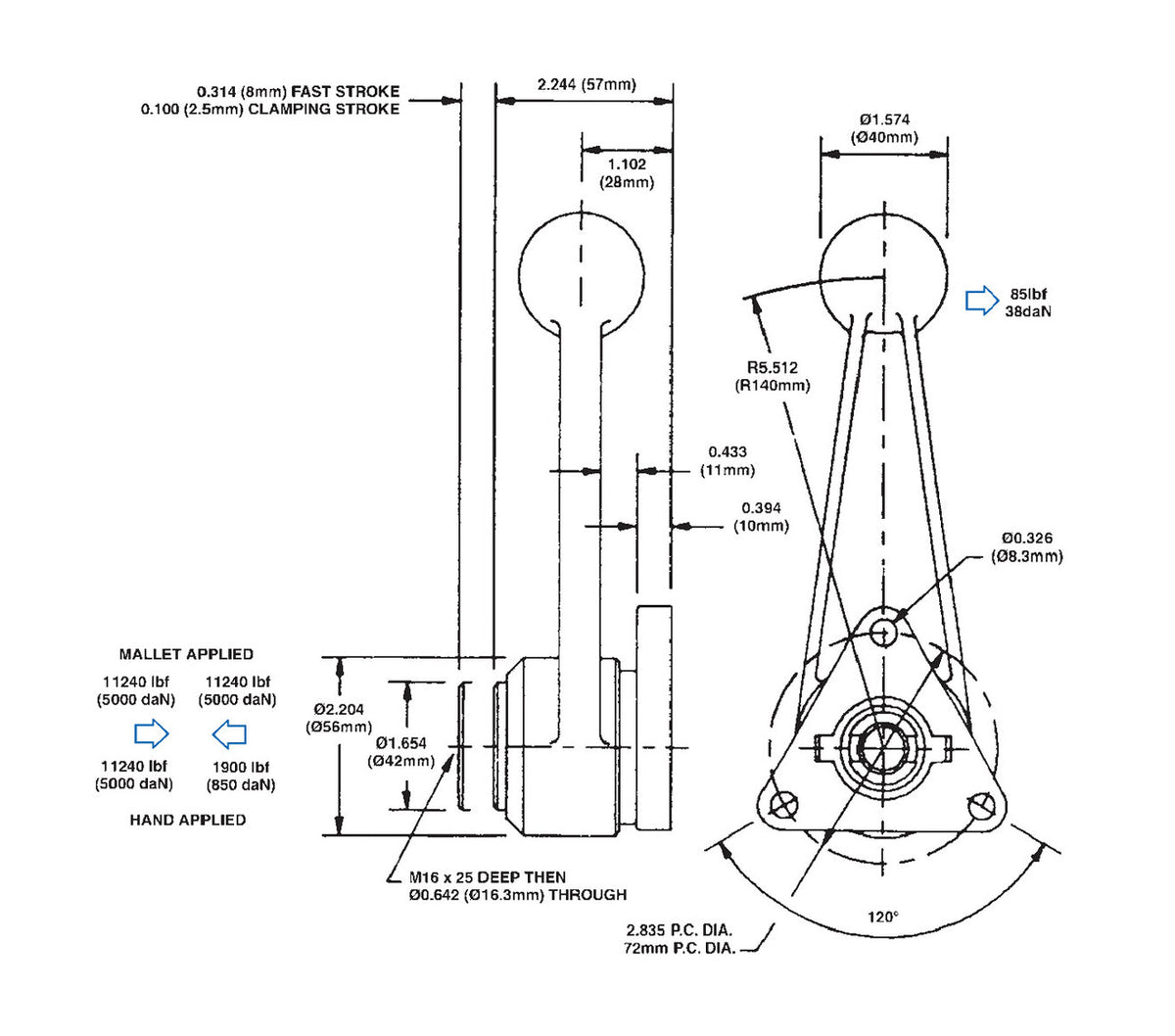 JERGENS MAGNA FORCE CAM CLAMP, RAM, CLOCKWISE, 11240 - 72403