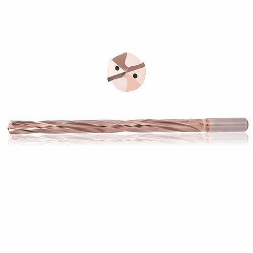 Precision Cutting Tools CW8147755 0.3125 mm Dia.x8 mm Shankx320 mm Flute Lengthx370 mm OAL, 25xD, 135°, ZircoPlus, 2 Flute, Coolant Thru, h6, Cylindrical, Solid Carbide Drill