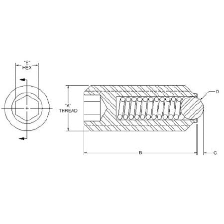 TE-CO 69230X HEXAGON METRIC BALL PLUNGER