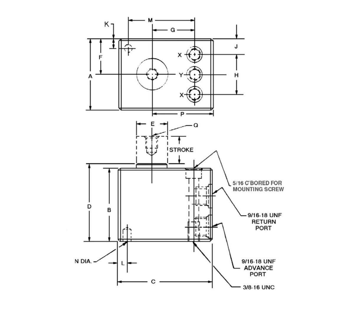 JERGENS CYLINDER, BLOCK STYLE DBL-ACT, LARGE, 1/2 STROKE - 60383