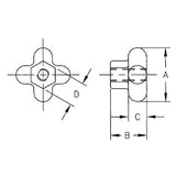 Te-Co 43315 Cast Aluminum Blank Hand Knobs 3/8