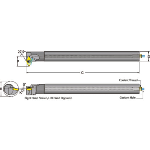 Dorian FL4659687 E10S-SDNCR-2 Coolant Thru Carbide Boring Bar