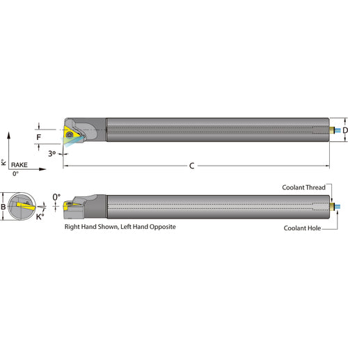 Dorian FL4659783 E06M-STUPR-2 Coolant Thru Carbide Boring Bar