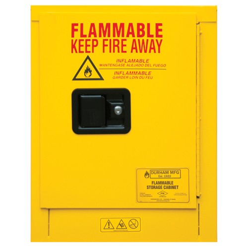 Durham SB551004M50 4 gallon - All Welded - FM Approved - Flammable Safety Cabinet - Manual Doors - 1 Shelf - Safety Yellow