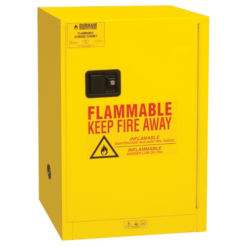 Durham SB551012M50 12 gallon - All Welded - FM Approved - Flammable Safety Cabinet - Manual Doors - 1 Shelf - Safety Yellow