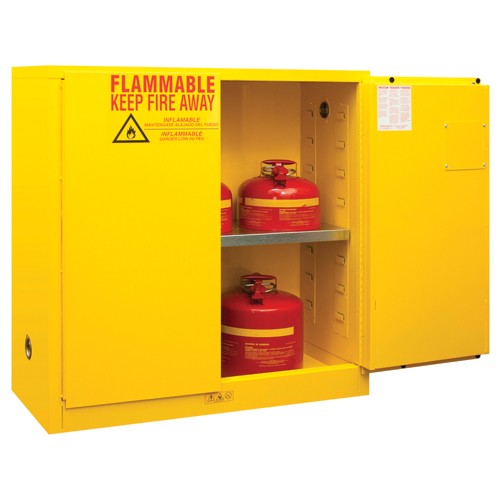 Durham SB551030M50 30 gallon - All Welded - FM Approved - Flammable Safety Cabinet - Manual Doors - 1 Shelf - Safety Yellow