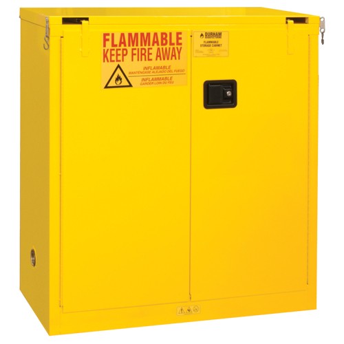 Durham SB551030S50 30 gallon - All welded - FM Approved - Flammable Safety Cabinet - Self-closing Doors - 1 Shelf - Safety Yellow
