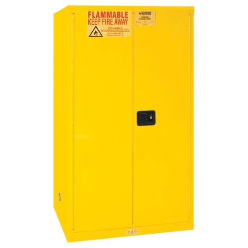 Durham SB551060M50 60 gallon - All Welded - FM Approved - Flammable Safety Cabinet - Manual Doors -  2 Shelves - Safety Yellow
