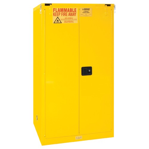 Durham SB551060S50 60 gallon - All Welded - FM Approved - Flammable Safety Cabinet - Self-closing Doors - 2 Shelves - Safety Yellow
